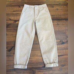 Tricot Khaki Denim Pants Baggy Wide Leg Style, Womens Small Tan NWOT